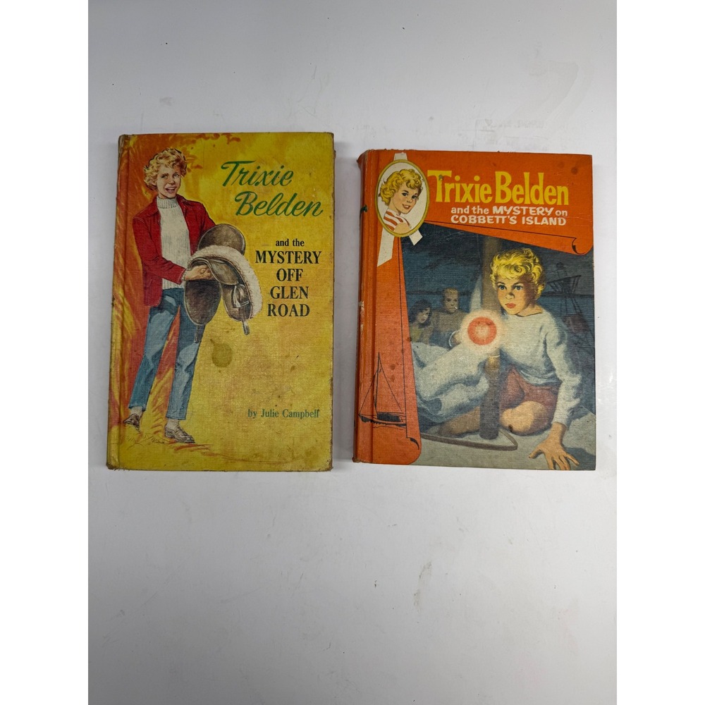 Vintage Trixie Belden Books Mystery Off Glen Road & Cobbett's Island Whitman Lot